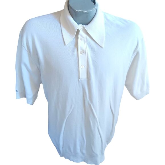 Vintage Men's Polo Shirt Large Ban Lon 1970's Golfer White Ribbed Collar 1970's - Picture 2 of 5